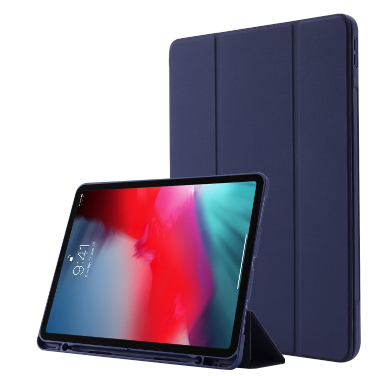 Skin Feel Pen Holder Tri-fold Tablet Leather Case, For iPad Air 2 / Air / 9.7 2018 / 9.7 2017, For iPad 10.2 2019 / iPad 10.2 2020 / iPad Air 3 / iPad Pro 10.5, For iPad Pro 11 2022 / 2021 / 2020 / 2018