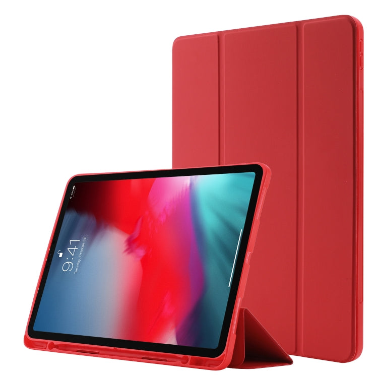 Skin Feel Pen Holder Tri-fold Tablet Leather Case, For iPad Air 2 / Air / 9.7 2018 / 9.7 2017, For iPad 10.2 2019 / iPad 10.2 2020 / iPad Air 3 / iPad Pro 10.5, For iPad Pro 11 2022 / 2021 / 2020 / 2018