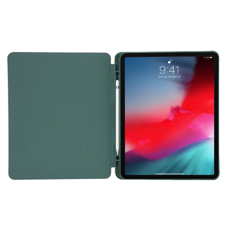 Skin Feel Pen Holder Tri-fold Tablet Leather Case, For iPad Air 13 2024 / iPad Pro 12.9 2022 / 2021 / 2020 / 2018