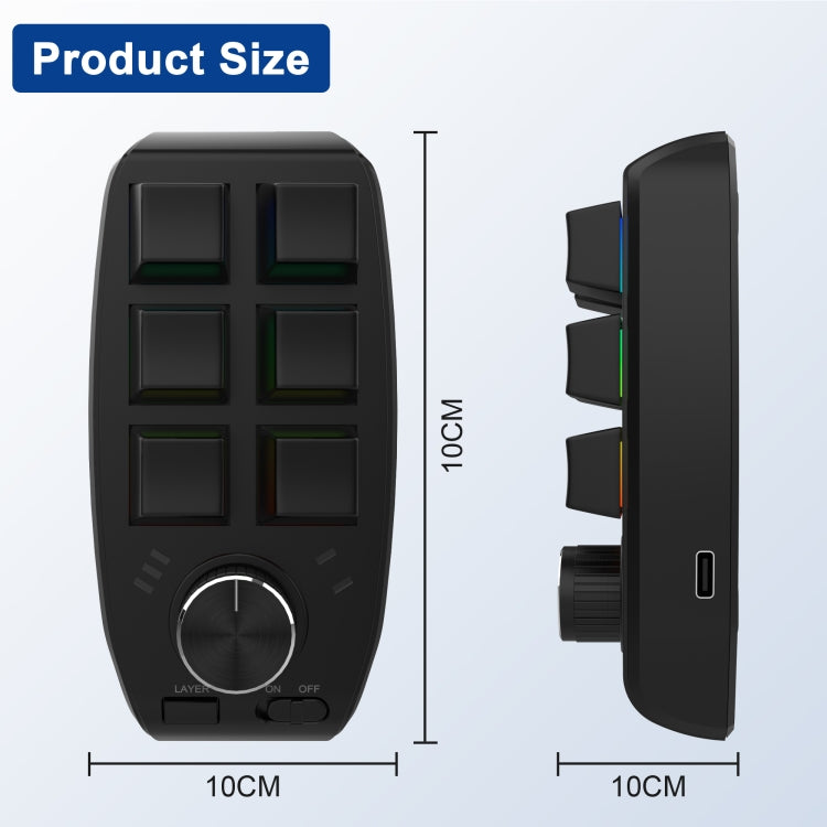 RGB Custom Mechanical Keyboard 6 Keys 1 Knob Programming Gaming Keypad, USB Wired, Bluetooth Wireless