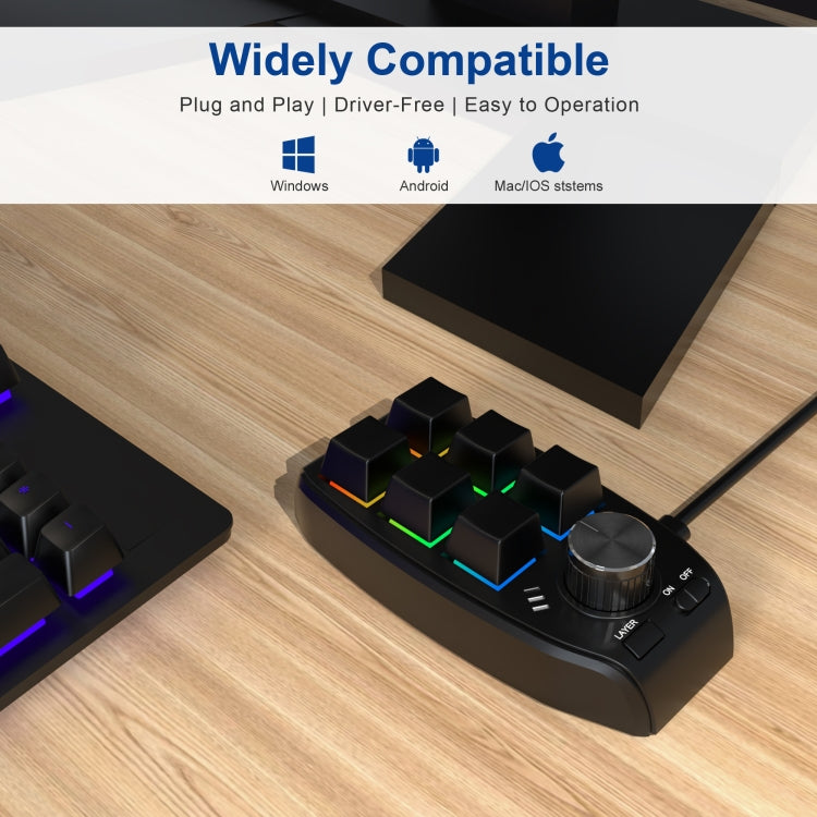 RGB Custom Mechanical Keyboard 6 Keys 1 Knob Programming Gaming Keypad, USB Wired, Bluetooth Wireless