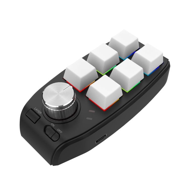 RGB Custom Mechanical Keyboard 6 Keys 1 Knob Programming Gaming Keypad, USB Wired, Bluetooth Wireless