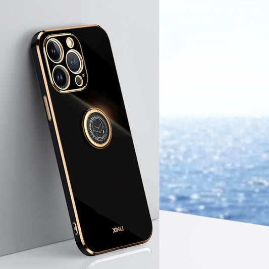 XINLI Straight Edge 6D Electroplate TPU Phone Case with Ring Holder, For iPhone 14 Pro Max, For iPhone 13, For iPhone 13 mini