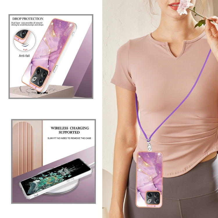 Electroplating Marble Dual-side IMD Phone Case with Lanyard