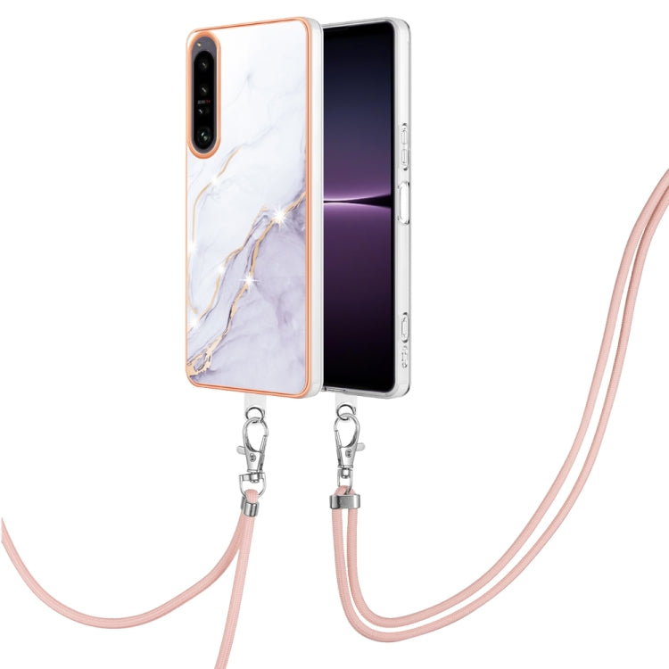 Electroplating Marble Dual-side IMD Phone Case with Lanyard, For OnePlus 10T 5G / Ace Pro, For Motorola Moto E22, For Motorola Moto E32 4G / E32s, For OPPO A17, For Sony Xperia 1 IV