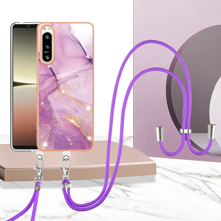 Electroplating Marble Dual-side IMD Phone Case with Lanyard, For Sony Xperia 5 IV, For Sony Xperia 10 IV, For Xiaomi Redmi A1, For Xiaomi Redmi Note 11T Pro / Note 11T Pro+, For Xiaomi Poco M4 Pro 4G