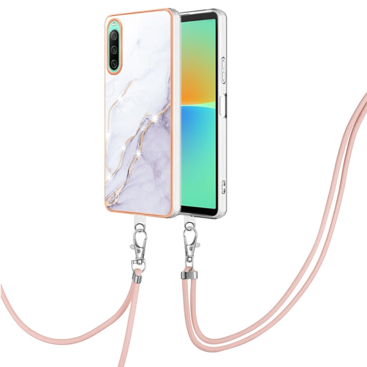 Electroplating Marble Dual-side IMD Phone Case with Lanyard, For Sony Xperia 5 IV, For Sony Xperia 10 IV, For Xiaomi Redmi A1, For Xiaomi Redmi Note 11T Pro / Note 11T Pro+, For Xiaomi Poco M4 Pro 4G