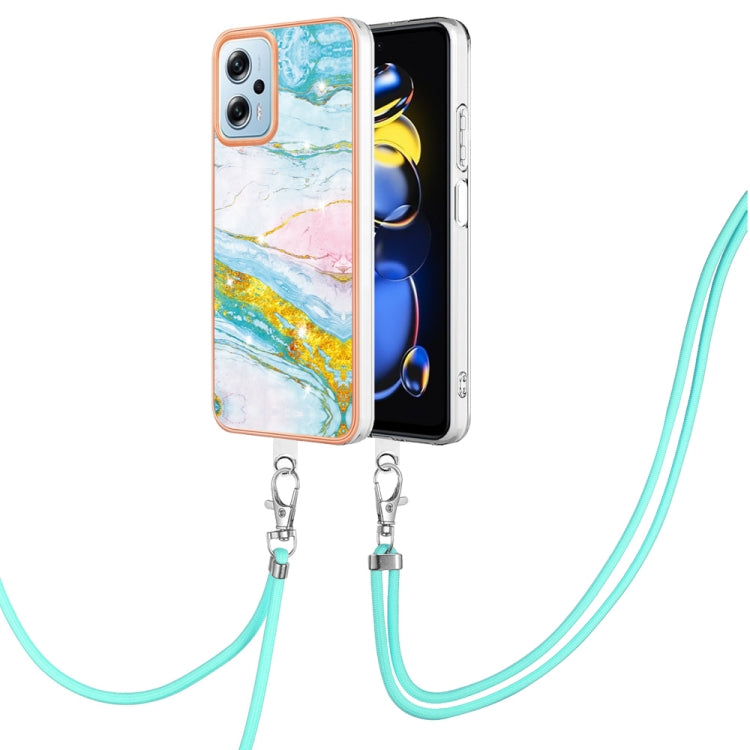 Electroplating Marble Dual-side IMD Phone Case with Lanyard, For Sony Xperia 5 IV, For Sony Xperia 10 IV, For Xiaomi Redmi A1, For Xiaomi Redmi Note 11T Pro / Note 11T Pro+, For Xiaomi Poco M4 Pro 4G