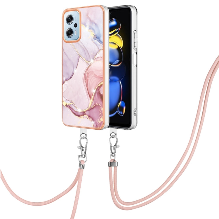 Electroplating Marble Dual-side IMD Phone Case with Lanyard, For Sony Xperia 5 IV, For Sony Xperia 10 IV, For Xiaomi Redmi A1, For Xiaomi Redmi Note 11T Pro / Note 11T Pro+, For Xiaomi Poco M4 Pro 4G