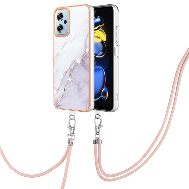 Electroplating Marble Dual-side IMD Phone Case with Lanyard, For Sony Xperia 5 IV, For Sony Xperia 10 IV, For Xiaomi Redmi A1, For Xiaomi Redmi Note 11T Pro / Note 11T Pro+, For Xiaomi Poco M4 Pro 4G