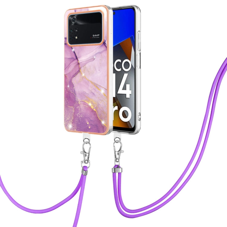 Electroplating Marble Dual-side IMD Phone Case with Lanyard, For Sony Xperia 5 IV, For Sony Xperia 10 IV, For Xiaomi Redmi A1, For Xiaomi Redmi Note 11T Pro / Note 11T Pro+, For Xiaomi Poco M4 Pro 4G