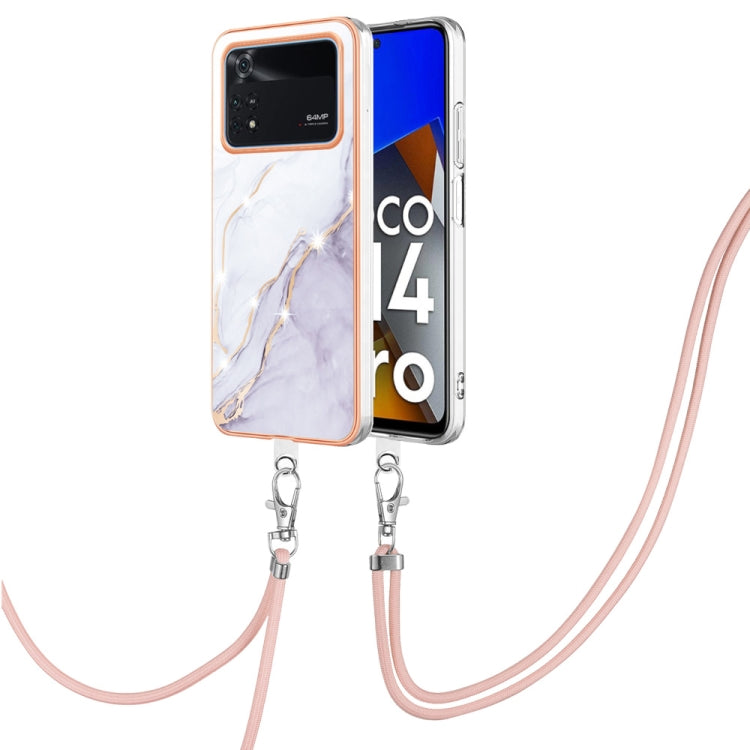 Electroplating Marble Dual-side IMD Phone Case with Lanyard, For Sony Xperia 5 IV, For Sony Xperia 10 IV, For Xiaomi Redmi A1, For Xiaomi Redmi Note 11T Pro / Note 11T Pro+, For Xiaomi Poco M4 Pro 4G