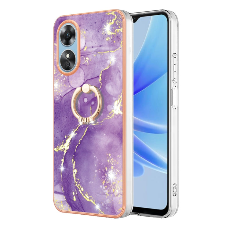 Electroplating Marble IMD Phone Case with Ring Holder, For OnePlus 10T 5G / Ace Pro, For Motorola Moto E22, For Motorola Moto E32 4G / E32s, For OPPO A17, For Sony Xperia 1 IV