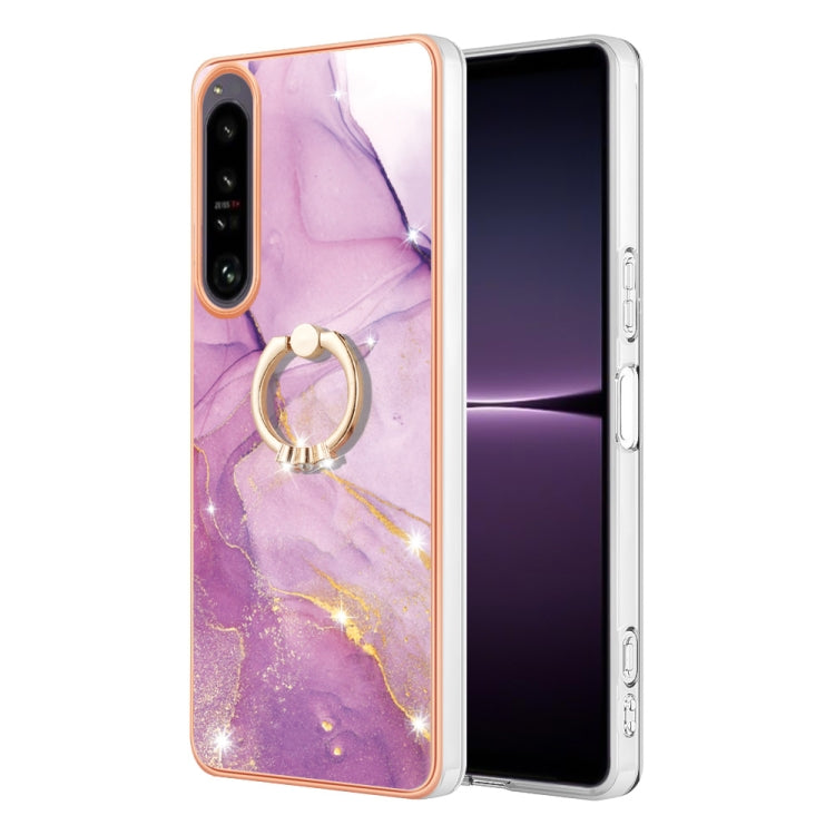 Electroplating Marble IMD Phone Case with Ring Holder, For OnePlus 10T 5G / Ace Pro, For Motorola Moto E22, For Motorola Moto E32 4G / E32s, For OPPO A17, For Sony Xperia 1 IV