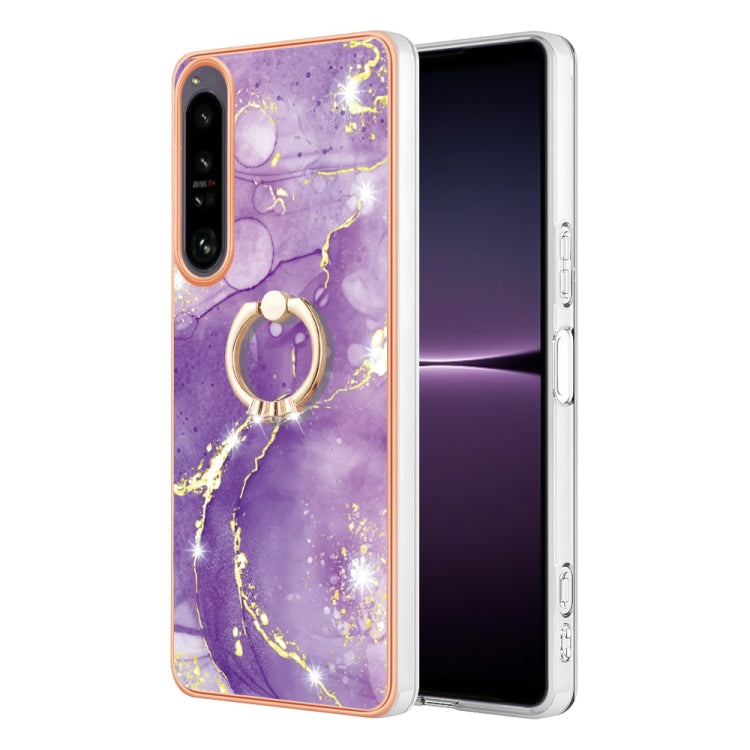 Electroplating Marble IMD Phone Case with Ring Holder, For OnePlus 10T 5G / Ace Pro, For Motorola Moto E22, For Motorola Moto E32 4G / E32s, For OPPO A17, For Sony Xperia 1 IV