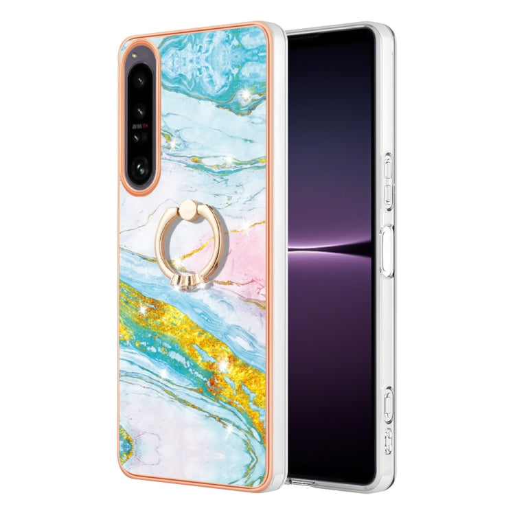 Electroplating Marble IMD Phone Case with Ring Holder, For OnePlus 10T 5G / Ace Pro, For Motorola Moto E22, For Motorola Moto E32 4G / E32s, For OPPO A17, For Sony Xperia 1 IV