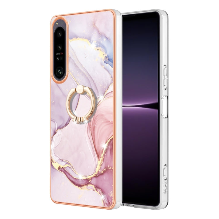 Electroplating Marble IMD Phone Case with Ring Holder, For OnePlus 10T 5G / Ace Pro, For Motorola Moto E22, For Motorola Moto E32 4G / E32s, For OPPO A17, For Sony Xperia 1 IV