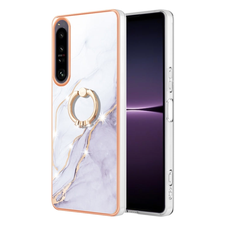 Electroplating Marble IMD Phone Case with Ring Holder, For OnePlus 10T 5G / Ace Pro, For Motorola Moto E22, For Motorola Moto E32 4G / E32s, For OPPO A17, For Sony Xperia 1 IV