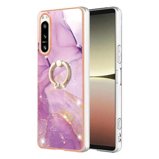 Electroplating Marble IMD Phone Case with Ring Holder, For Sony Xperia 5 IV, For Sony Xperia 10 IV, For Xiaomi Redmi A1, For Xiaomi Redmi Note 11T Pro / Note 11T Pro+, For Xiaomi Poco M4 Pro 4G