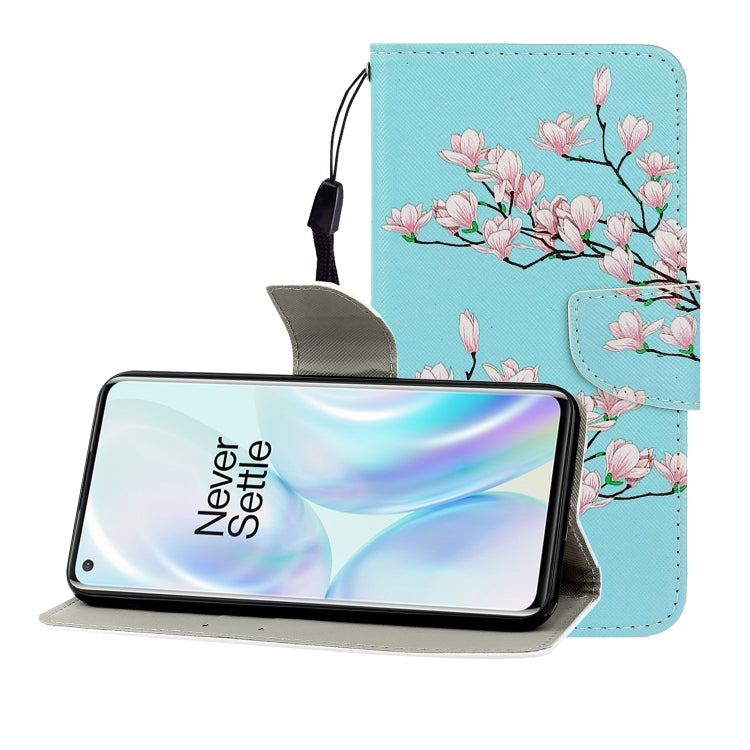 Colored Drawing Horizontal Flip Leather Case with Holder & Card Slot & Wallet, For One Plus 8