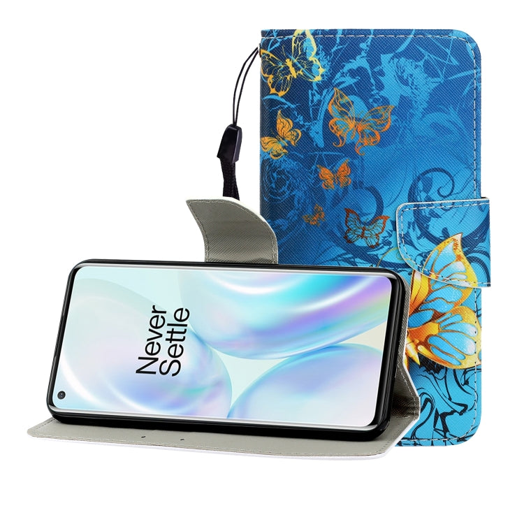 Colored Drawing Horizontal Flip Leather Case with Holder & Card Slot & Wallet, For One Plus 8