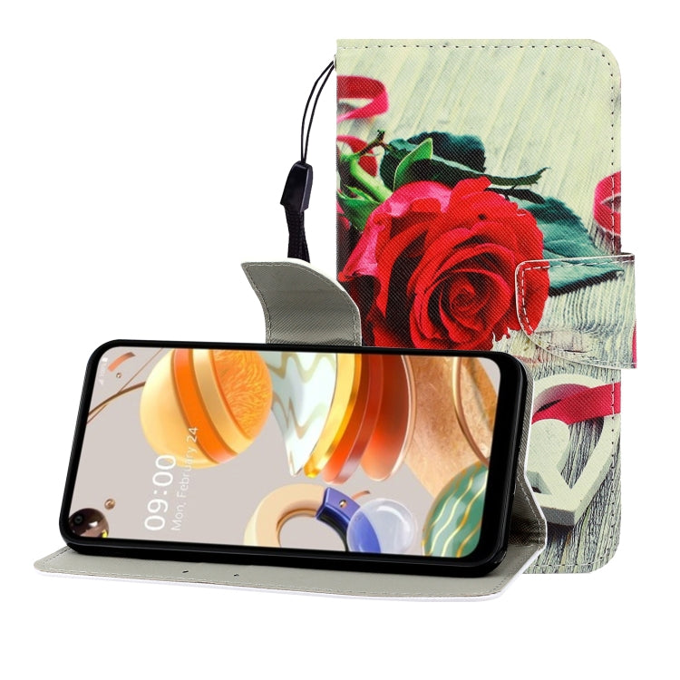 Colored Drawing Horizontal Flip Leather Case with Holder & Card Slot & Wallet, For LG K61