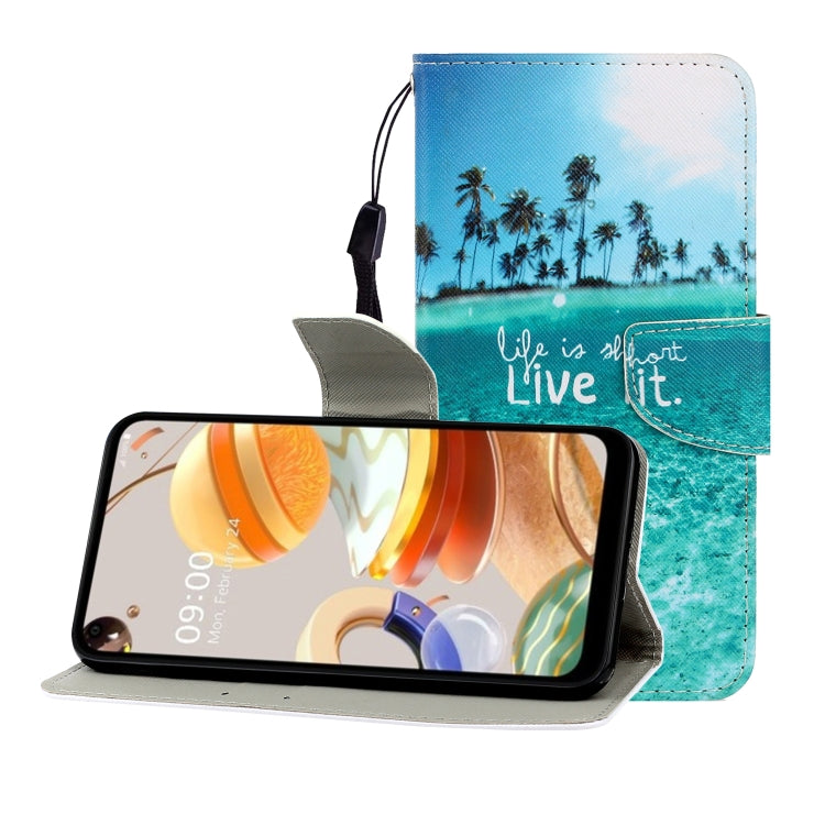 Colored Drawing Horizontal Flip Leather Case with Holder & Card Slot & Wallet, For LG K61