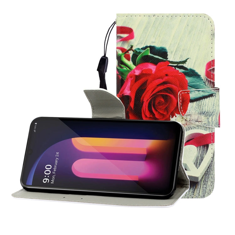 Colored Drawing Horizontal Flip Leather Case with Holder & Card Slot & Wallet, For LG V60