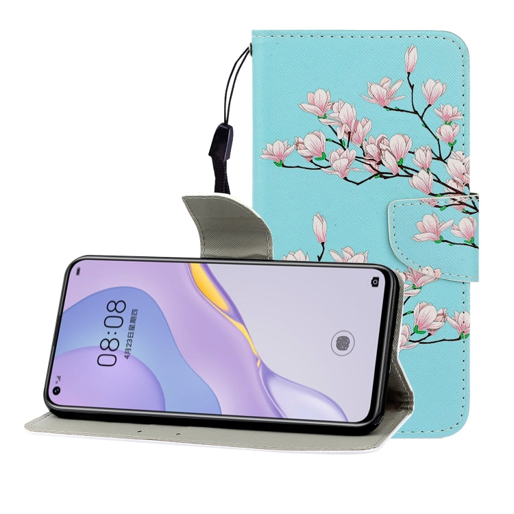 Colored Drawing Horizontal Flip Leather Case with Holder & Card Slot & Wallet, For Huawei Nova 7