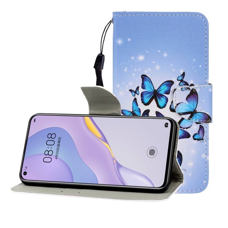 Colored Drawing Horizontal Flip Leather Case with Holder & Card Slot & Wallet, For Huawei Nova 7