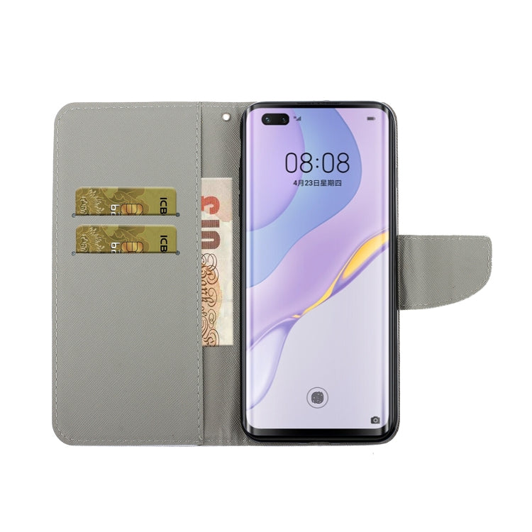 Colored Drawing Horizontal Flip Leather Case with Holder & Card Slot & Wallet, For Huawei Nova 7 Pro