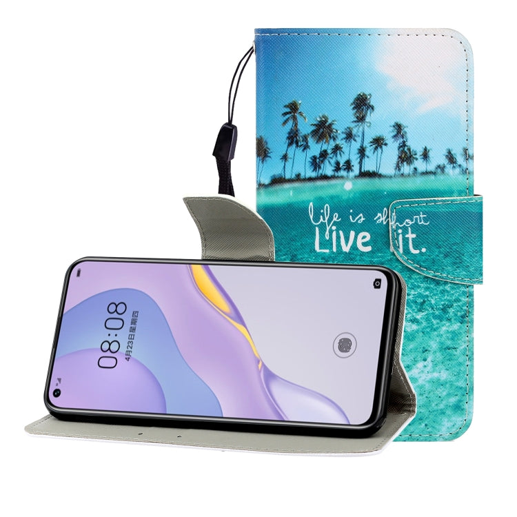 Colored Drawing Horizontal Flip Leather Case with Holder & Card Slot & Wallet, For Huawei Nova 7 Pro