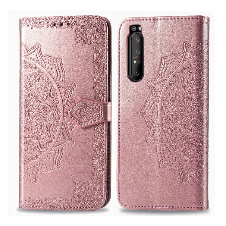 Embossed Mandala Pattern PC + TPU Horizontal Flip Leather Case with Holder & Card Slots, For Sony Xperia 1 II, For Sharp Aquos R5G, For Sharp Zero 2, For Xiaomi Mi 10 Pro 5G, For Xiaomi Mi 10 5G