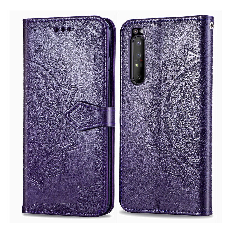 Embossed Mandala Pattern PC + TPU Horizontal Flip Leather Case with Holder & Card Slots, For Sony Xperia 1 II, For Sharp Aquos R5G, For Sharp Zero 2, For Xiaomi Mi 10 Pro 5G, For Xiaomi Mi 10 5G