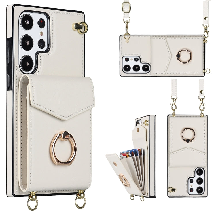 Ring Holder RFID Card Slot Phone Case with Long Lanyard, For Samsung Galaxy S23+ 5G, For Samsung Galaxy S23 Ultra 5G