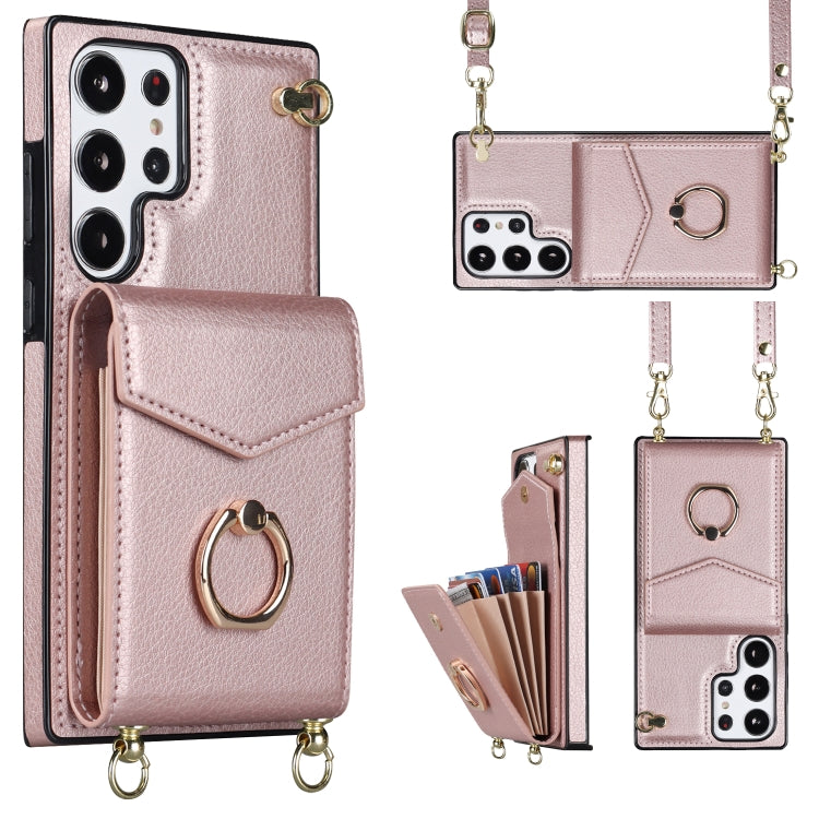 Ring Holder RFID Card Slot Phone Case with Long Lanyard, For Samsung Galaxy S23+ 5G, For Samsung Galaxy S23 Ultra 5G