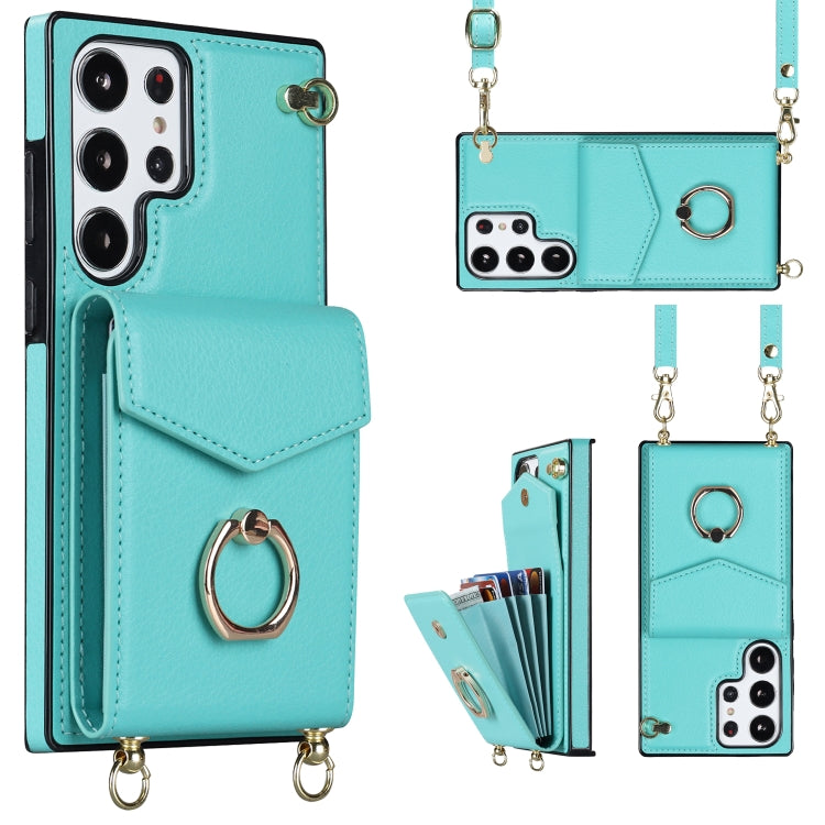 Ring Holder RFID Card Slot Phone Case with Long Lanyard, For Samsung Galaxy S23+ 5G, For Samsung Galaxy S23 Ultra 5G