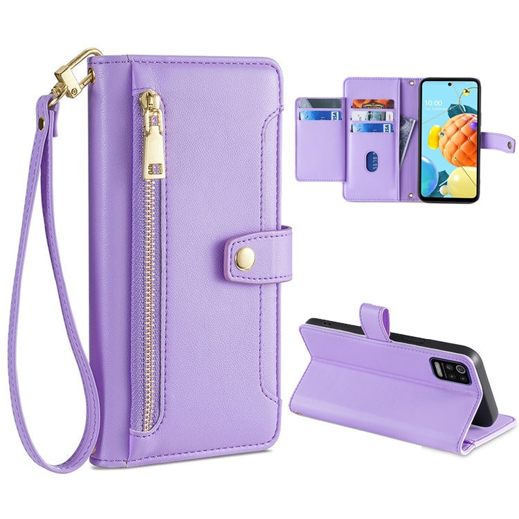 Sheep Texture Cross-body Zipper Wallet Leather Phone Case, For LG K52, For LG Velvet, For Motorola Edge, For Motorola Moto G72 4G, For Motorola Edge X30