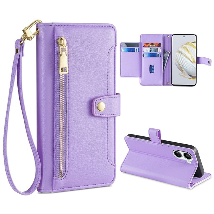 Sheep Texture Cross-body Zipper Wallet Leather Phone Case, For Huawei Nova 10 SE, For CUBOT P30, For CUBOT Note 20, For Meizu Note 9, For Nokia C21 Plus