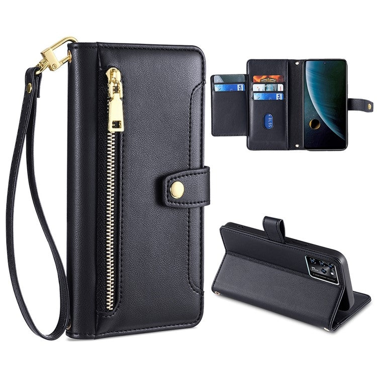 Sheep Texture Cross-body Zipper Wallet Leather Phone Case, For OnePlus 10 Pro 5G, For OnePlus Ace Racing, For UMIDIGI Power 5S, For ZTE Blabe V30, For ZTE Blade A52 Lite