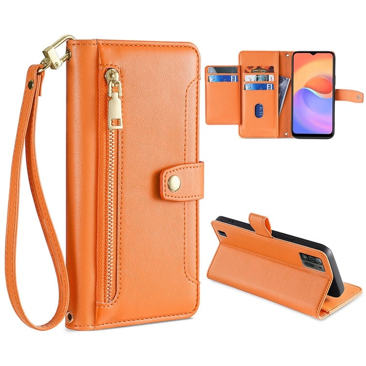 Sheep Texture Cross-body Zipper Wallet Leather Phone Case, For OnePlus 10 Pro 5G, For OnePlus Ace Racing, For UMIDIGI Power 5S, For ZTE Blabe V30, For ZTE Blade A52 Lite