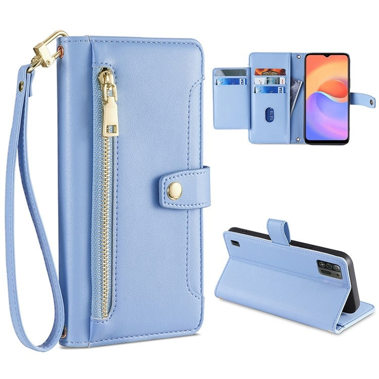 Sheep Texture Cross-body Zipper Wallet Leather Phone Case, For OnePlus 10 Pro 5G, For OnePlus Ace Racing, For UMIDIGI Power 5S, For ZTE Blabe V30, For ZTE Blade A52 Lite