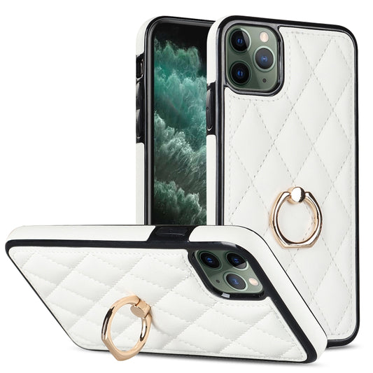 Rhombic PU Leather Phone Case with Ring Holder, For iPhone 11 Pro, For iPhone 11 Pro Max, For iPhone X / XS