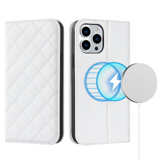 Rhombic MagSafe RFID Anti-Theft Wallet Leather Phone Case, For iPhone 13 Pro, For iPhone 13 Pro Max, For iPhone 12 mini