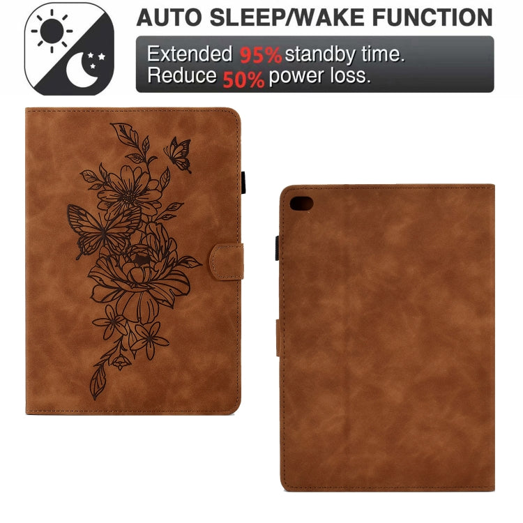 Peony Butterfly Embossed Leather Smart Tablet Case