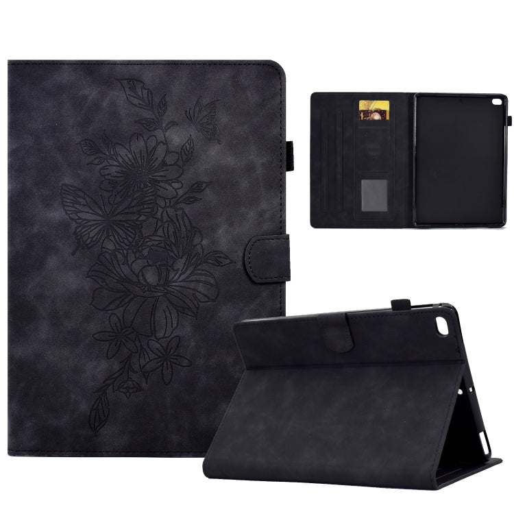 Peony Butterfly Embossed Leather Smart Tablet Case