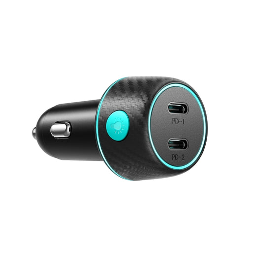 JOYROOM JR-CCN02 70W Dual PD Multi-Color Car Charger with Light Button, JR-CCN02