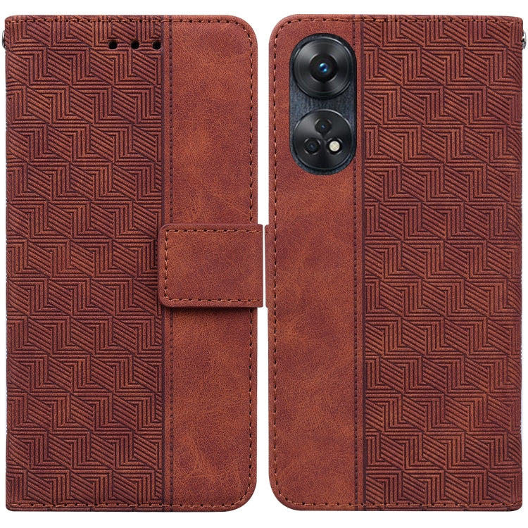 Geometric Embossed Leather Phone Case, For Motorola Moto G13 / G23 / G53, For Motorola Moto  G73, For OnePlus 11, For OPPO Reno8 T  4G, For OPPO Reno8 T  5G / A1 Pro 5G