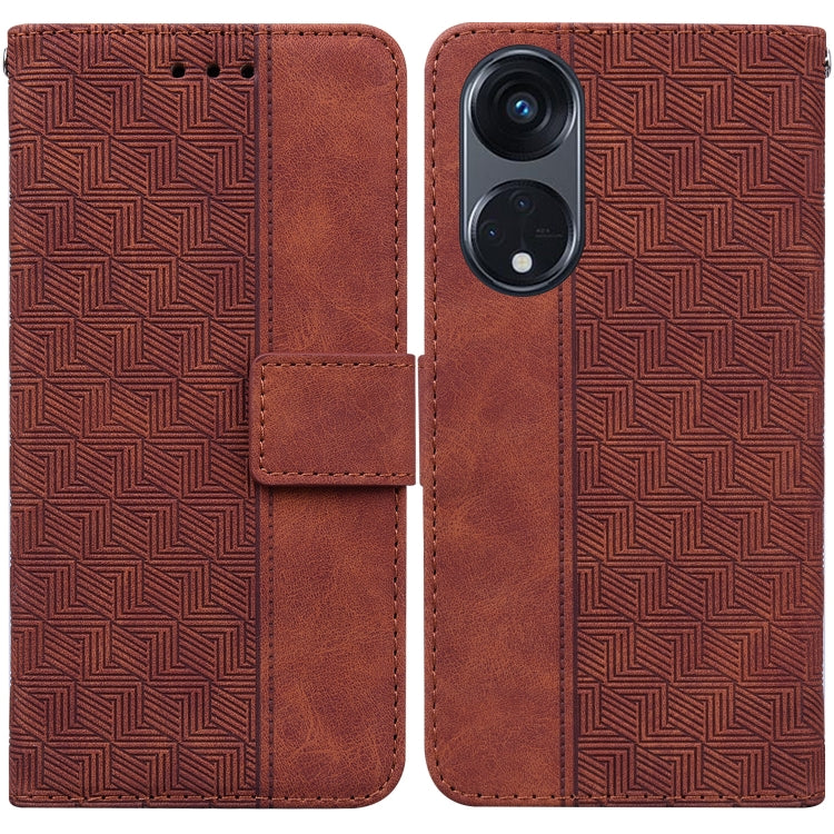 Geometric Embossed Leather Phone Case, For Motorola Moto G13 / G23 / G53, For Motorola Moto  G73, For OnePlus 11, For OPPO Reno8 T  4G, For OPPO Reno8 T  5G / A1 Pro 5G