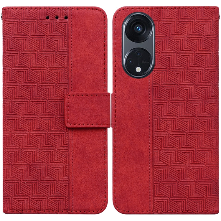 Geometric Embossed Leather Phone Case, For Motorola Moto G13 / G23 / G53, For Motorola Moto  G73, For OnePlus 11, For OPPO Reno8 T  4G, For OPPO Reno8 T  5G / A1 Pro 5G